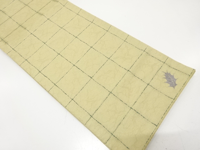 大脇一心　金通し　格子に柊模様織り出し　袋帯